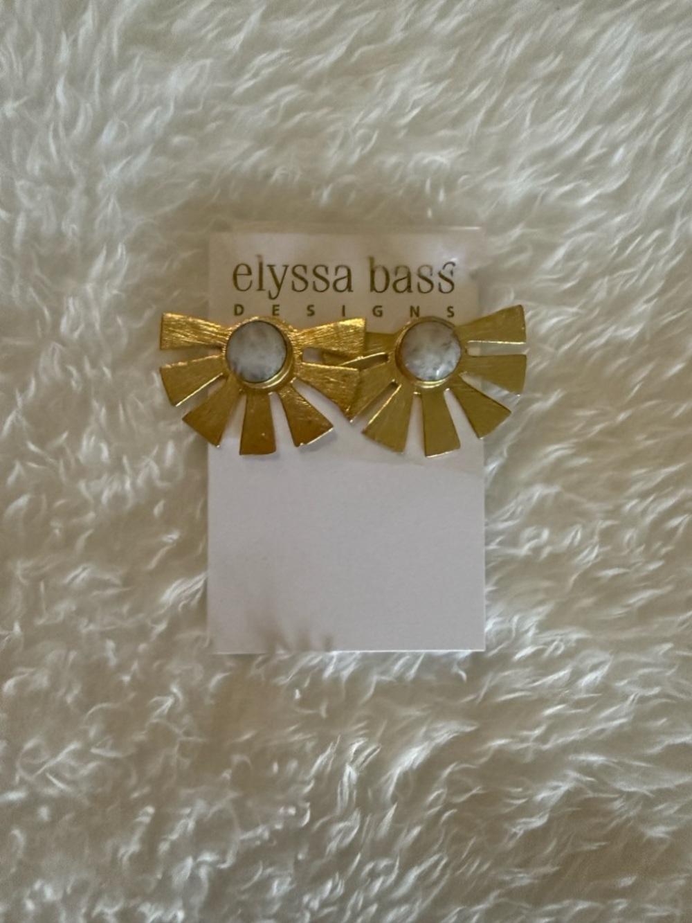 NWT - Elyssa Bass Modern Sunburst Gold Stud Earrings